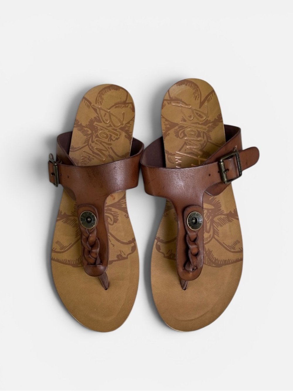 Blowfish Malibu “Greco” Braided T-strap Sandal in Brown Sz 8